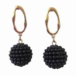 NWT Pearl Ball Gold Drop Earrings White Pink Black